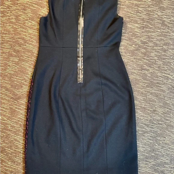 Elie Tahari Chevron Patterned Midi Dress in Black and Pink - Picture 3 of 3